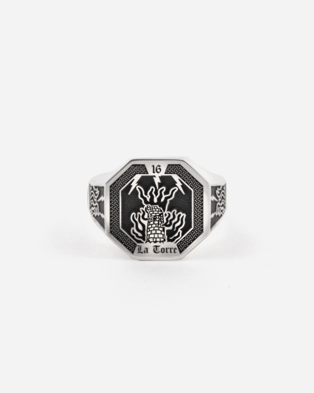 THE TOWER TAROT CARD SIGNET RING