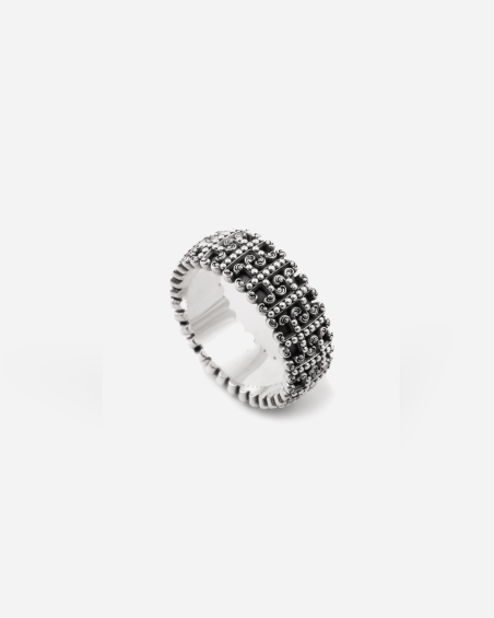 ANELLO FASCIA GOTICA ENLACE IN ARGENTO