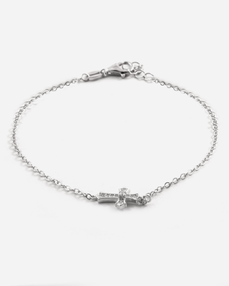 BRACALET CROIX GOTHIQUE EN ARGENT AVEC BRILLANTS