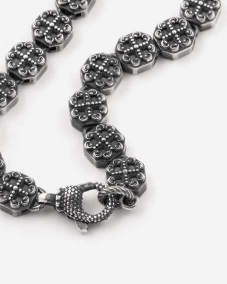 BRACELET MODULES GOTHIQUES OCTOGONALES REUNIÓN EN ARGENT