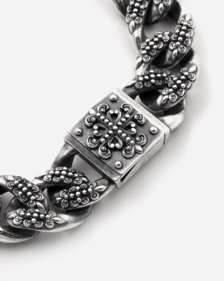 BRACCIALE GRUMETTA CON TEXTURE GOTICA INSIGNA IN ARGENTO