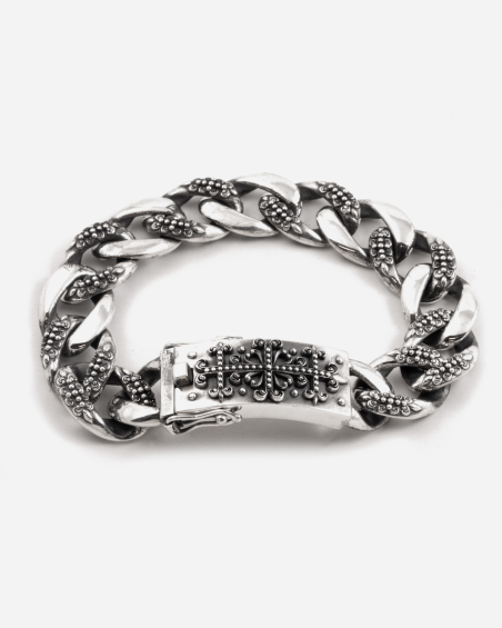PULSERA GRUMETTE CON TEXTURE GÓTICA ALTERNA TRINIDAD DE PLATA