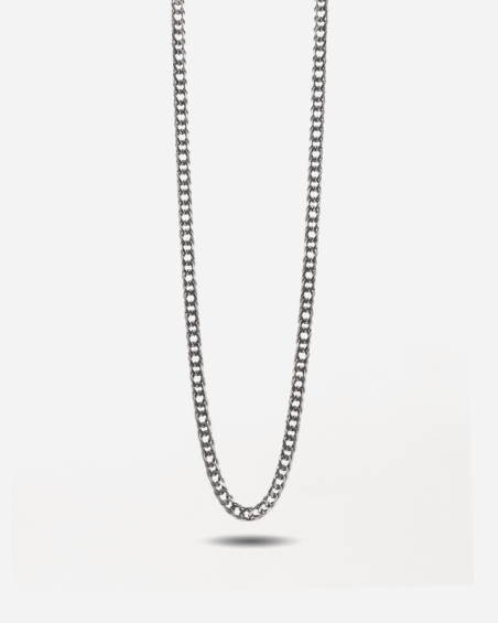 COLLIER GOURMETTE DOUBLE LOSANGE EN ARGENT