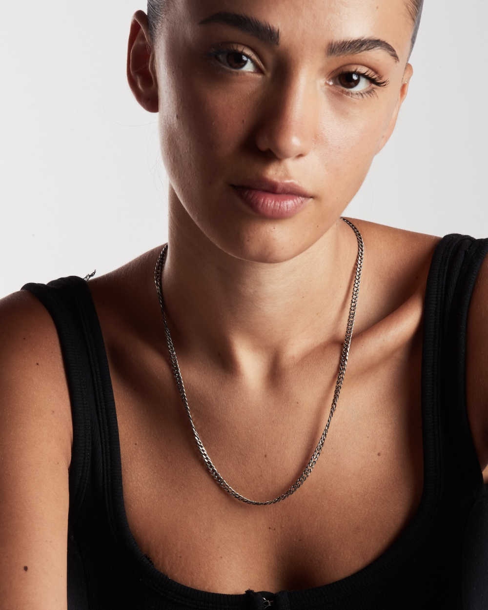 COLLIER GOURMETTE DOUBLE LOSANGE EN...