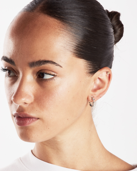 BOUCLE D'OREILLE CERCLE BARBELÉ MINI EN ARGENT
