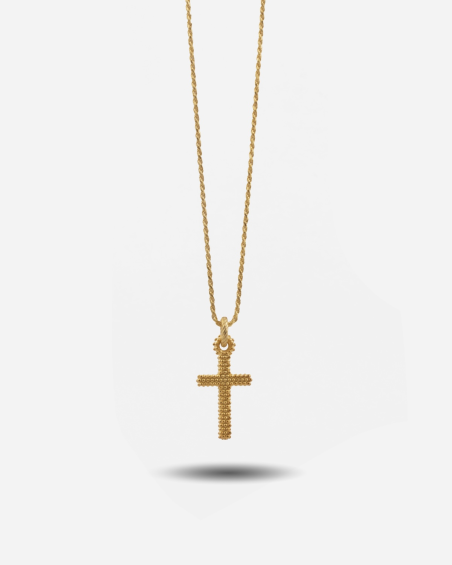 PENDENTIF CROIX À PICOTS PETIT PLAQUÉ OR