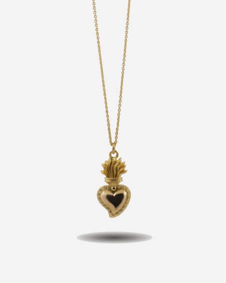 COLGANTE CORAZÓN EX-VOTO MEDIANO PLATEADO ORO
