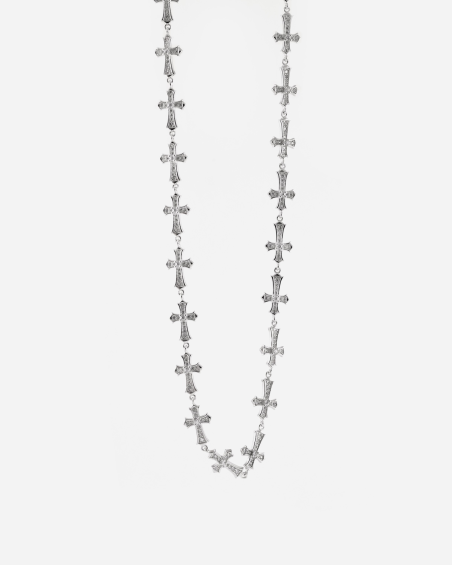 COLLIER CROIX GOTHIQUES EN ARGENT AVEC BRILLANTS