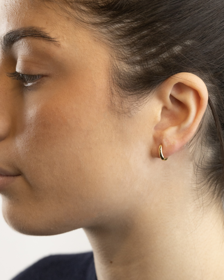 GOLD PLATED HOOP EARRING DIAM 8 WITH SNAP CLOSURE