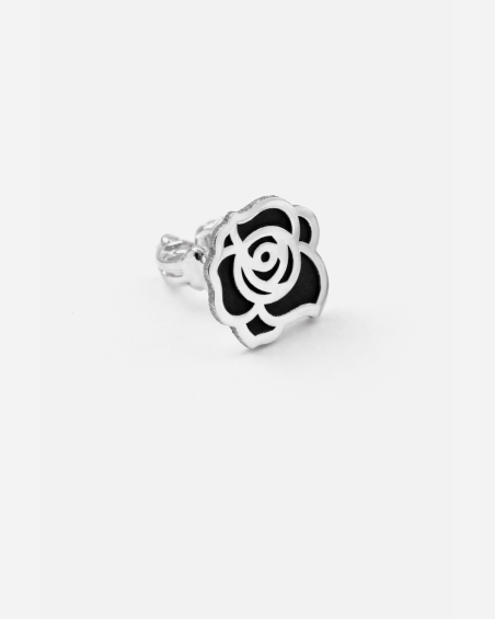 PENDIENTE LÓBULO CON ROSA EROX DE PLATA