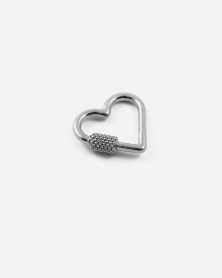 MINI MOSQUETÓN CORAZÓN DE BRONCE PLATEADO