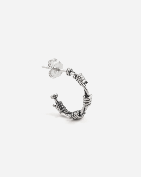 BOUCLE D'OREILLE CERCLE BARBELÉ MINI EN ARGENT
