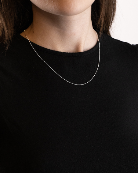 COLLIER MAILLE GOURMETTE AVEC CUBES EN ARGENT
