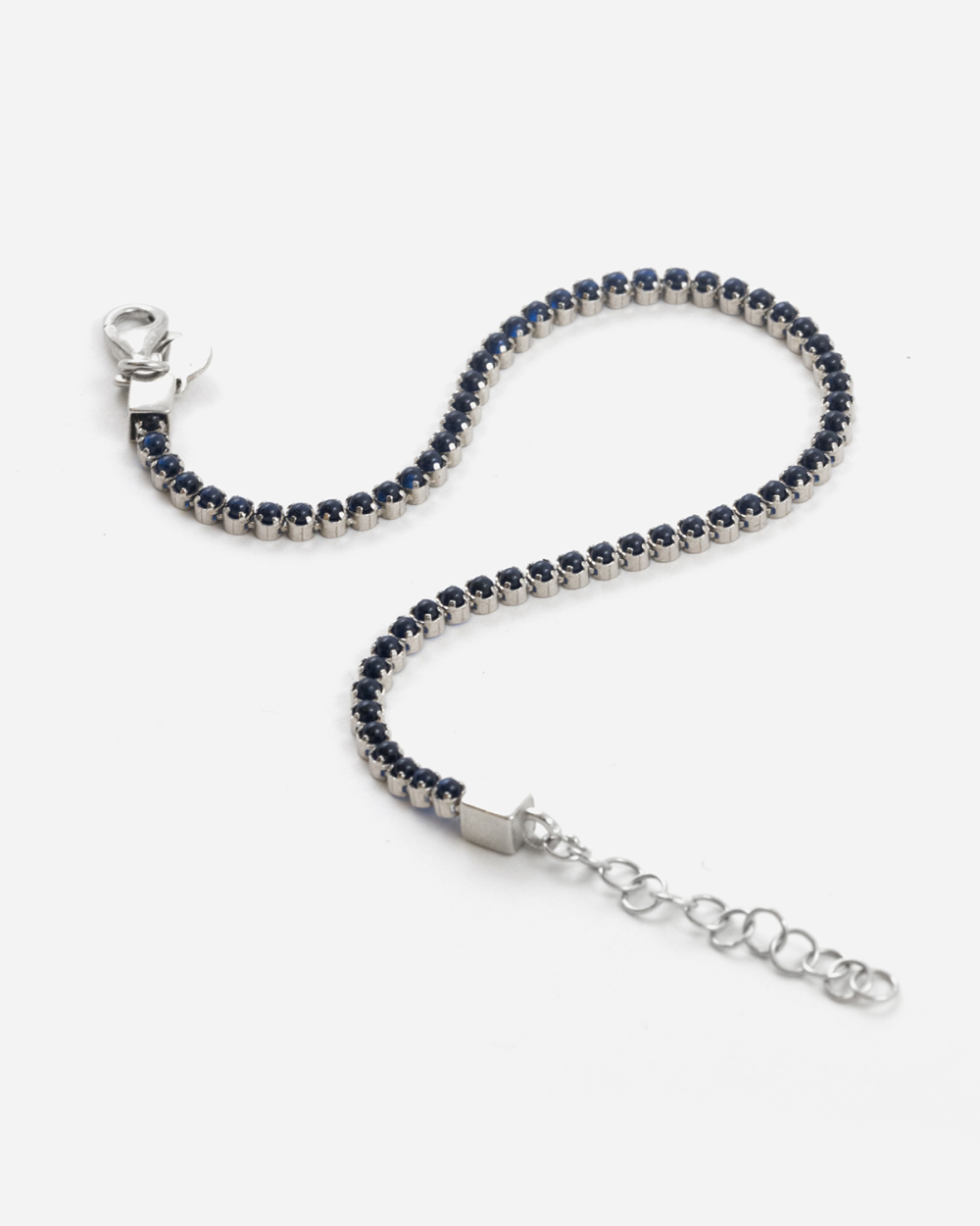 SILVER TENNIS BRACELET WITH BLUE...