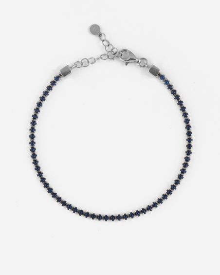 PULSERA TENNIS DE PLATA CON PIEDRAS CABUJÓN AZULES