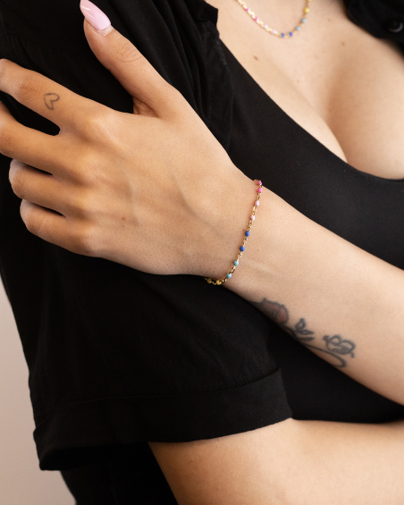 BRACCIALE SMALTO MULTICOLOR GRANDE PLACCATO ORO