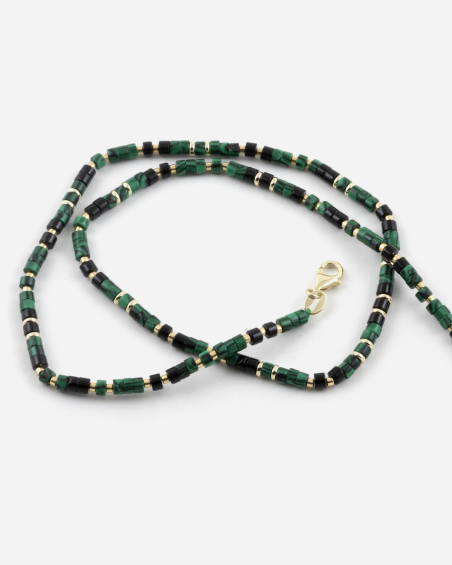 GOLD PLATED MINI GREEN ELEMENTS NECKLACE