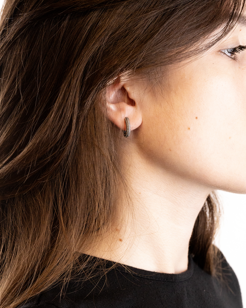 SILVER PLATED DOTTED HOOP EARRING...